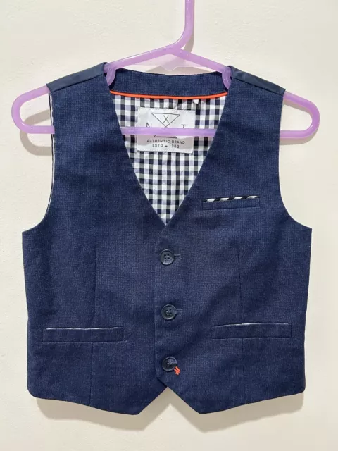 Cute Baby Boys Next Navy Smart Formal Waistcoat 12-18m