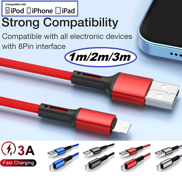 Braided USB Fast Charger Cable For Apple iPhone 7 8 X XS XR 11 12 13 14 Pro iPad
