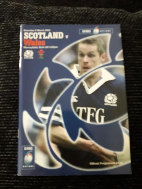 2003 Scotland V Wales Six Nations International Rugby Union Programme Vgc