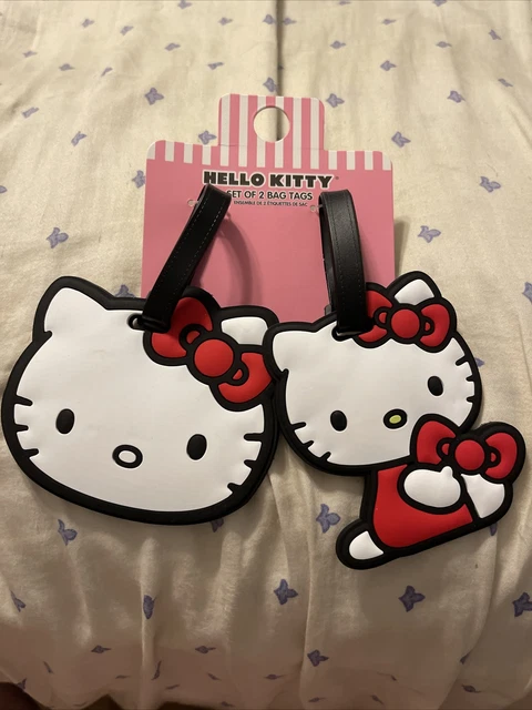 Nwt 2 Pcs Hello Kitty Sanrio Rubber School Id Backpack Luggage Bag Tags Set