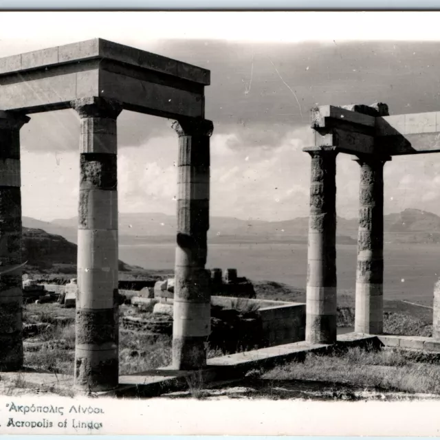 Rare Pre-Restoration Rhodes Greece RPPC Lindos Acropolis Ruin Ancient Photo A141