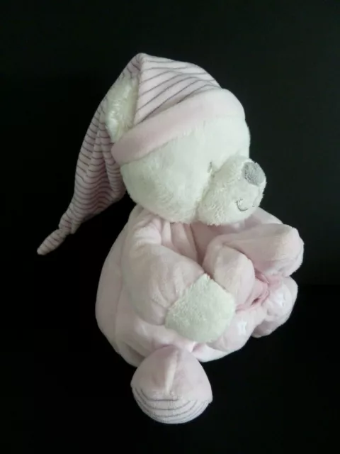 J7- DOUDOU PELUCHE MAX ET SAX OURS ROSE GRIS BLANC ETOILE 20cm sans veilleuse