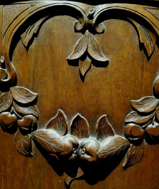 French Antique Carved Architectural Panel Door Solid Walnut fruit garland shabby 4