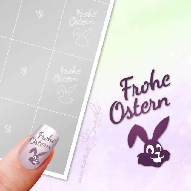 Plantillas aerógrafo y arte de uñas O055 conejo de Pascua conejo de Pascua pegajoso Pascua feliz