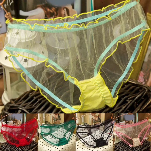 LADY SHEER PANTIES Thong Ultra-thin Mesh Underwear See-through Lingerie ...