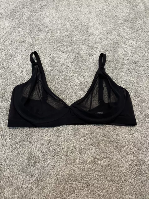 Maidenform Womens Sz 38D Unlined Bra Black Mesh Full Coverage Underwire EUC