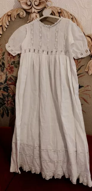 Antique Victorian Embroidered Christening Gown / Doll Dress