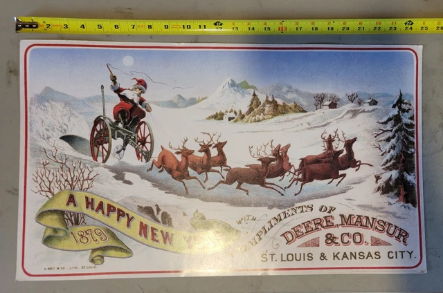 1991 Happy New Year 1879 Deere & Mansur Co Cardboard Poster 14” X 24"