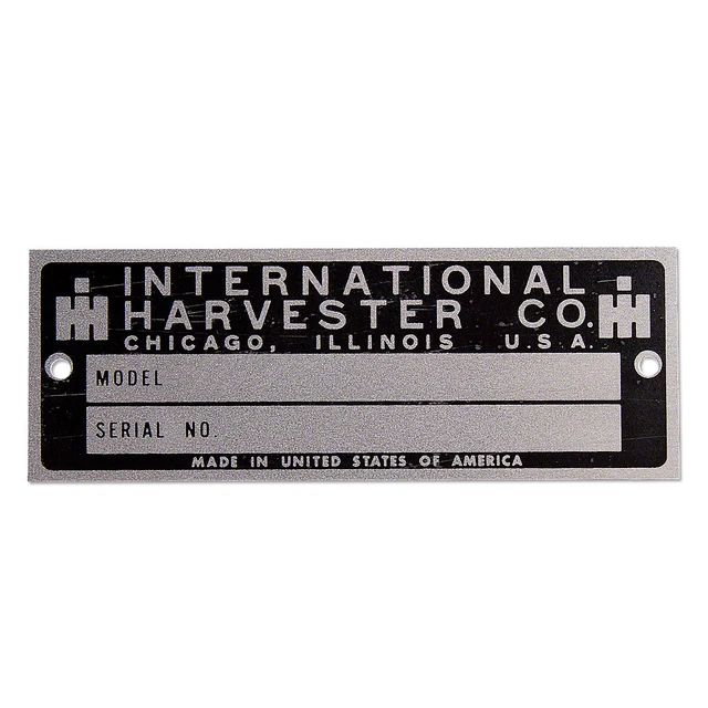 2751322R1 Serial Number Tag w/ Rivets -Fits  International  Tractor