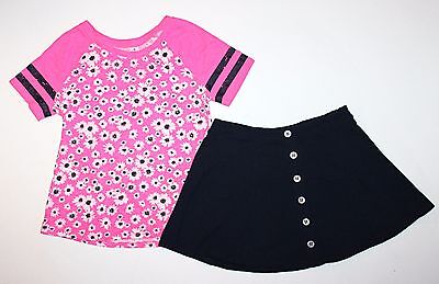 JUSTICE Girls Outfit Set Spring Summer Navy Blue Skort Pink Top Sz. 10