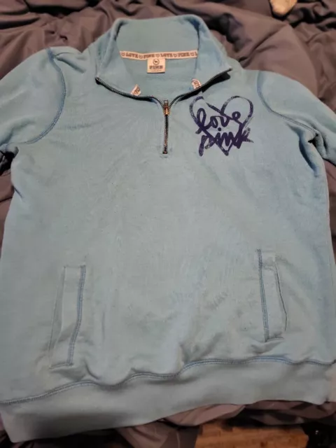 victoria secret pink half zip pullover Light Blue Medium Lightweight