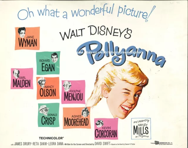 Pollyanna ORIGINAL US Lobby Title Card Hayley Mills Walt Disney 1960