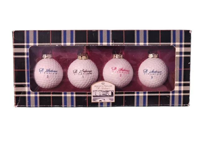 Ascot & Taylor St Andrew's Titanium Golf Ball Ornaments Christmas Set of 4