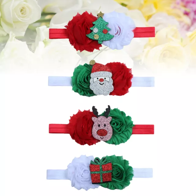 4 Pcs Baby Girl Hair Accessories Christmas Band Clips Stitching