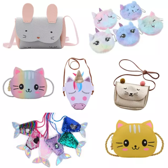 Children's mini cat bag bags purse Girls kids mermaid Unicorn sequin rabbit