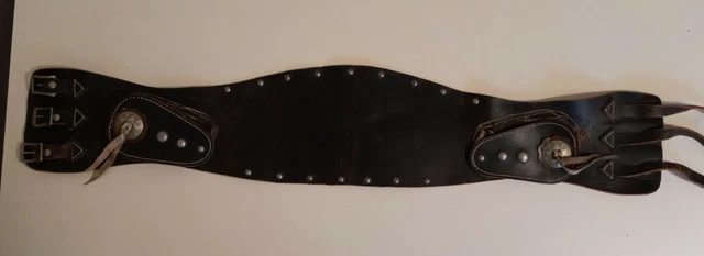 Black Leather Vintage Buco 36" Kidney Belt with Pouches pre-owned