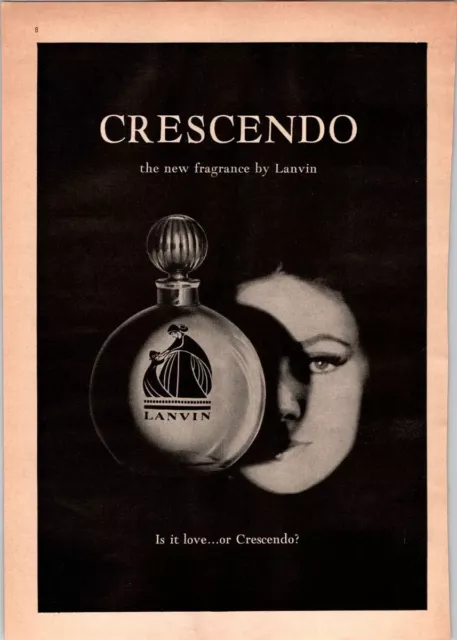 Crescendo Lanvin Perfume Bottle Print Advertisement Ad Vintage