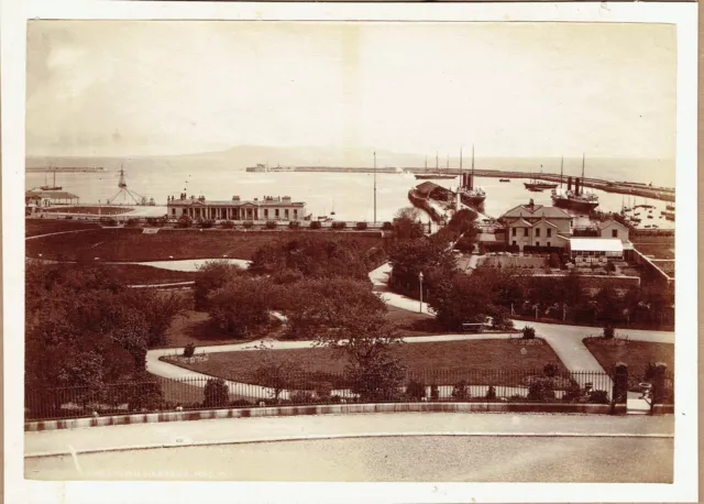 Dún Laoghaire (Kingstown) harbour, Dublin, Ireland. 1880s albumen photograph