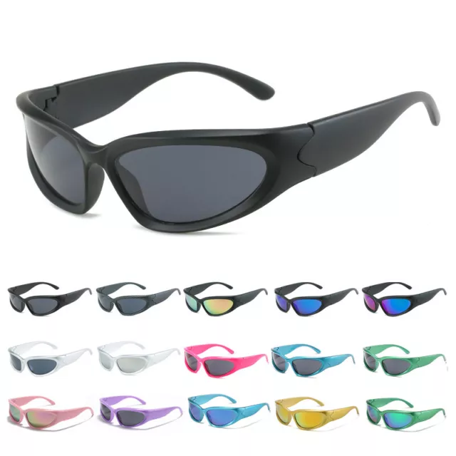 Fashion Wrap Around Sunglasses Trendy Oval Futuristic Shades Glasses Eyeglasses