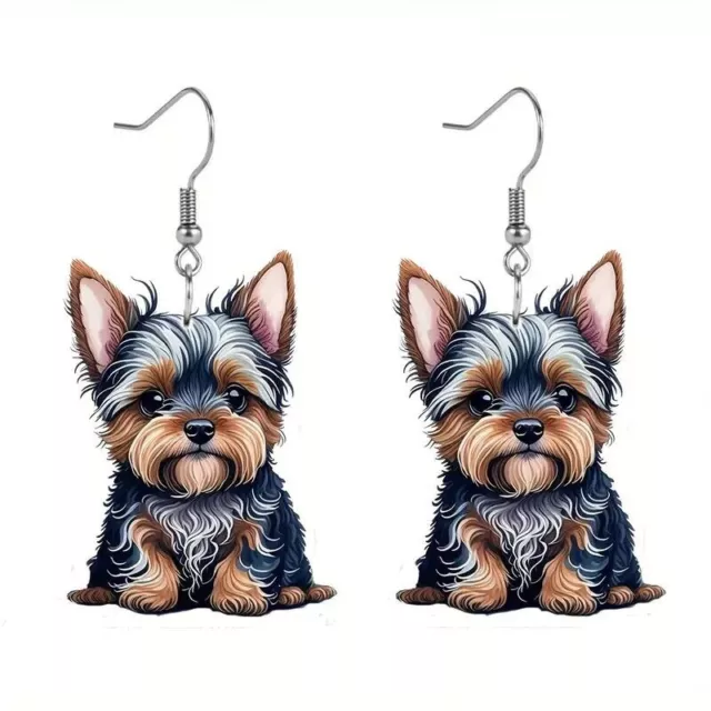 Cute Yorkshire Terrie Dog Dangle Earrings Jewelry Women Girls Holiday Gift