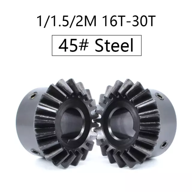 Bevel Gear 1/1.5/2M 16T-30T Gear 90 Degrees Meshing Angle Steel Gears 45# Steel