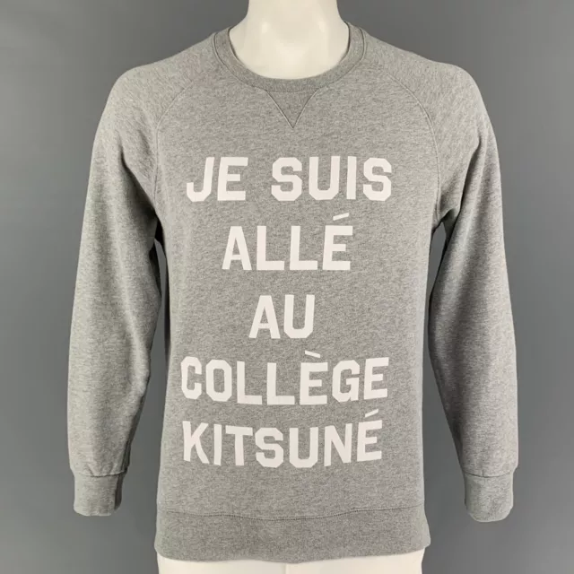 MAISON KITSUNE Taille L Gris Graphique Coton Col Rond Sweat