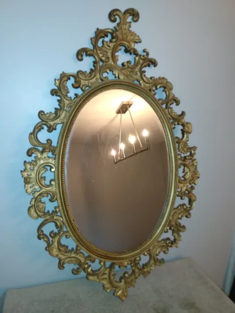Elegante espejo de pared vintage 1964 Burwood Products Co barroco para cabaña 4219