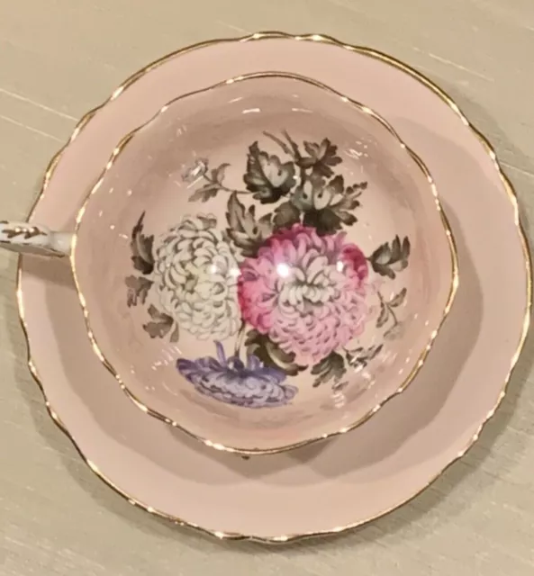 Vintage Double Warranted Paragon By Appointment Pink Floral Footed Cup/Saucer