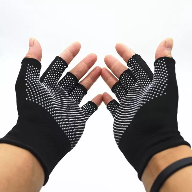 Mens Fingerless Magic Gripper Gloves Black Horse Riding Thermal Work Gloves UK