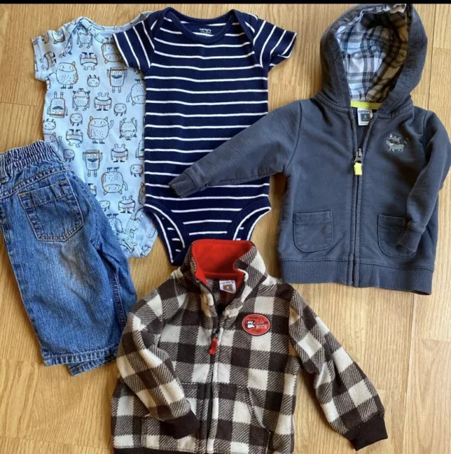Baby Boy clothes Bundle Lot Carters Baby Clothing Lot Fleece Jeans Bodysuit