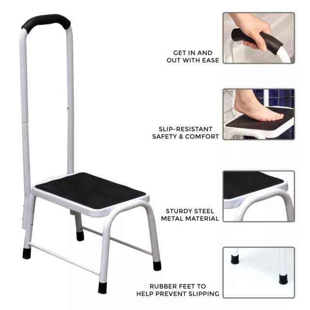 Tabouret antidérapant de sécurité marche salle de bain cuisine aide à la mobilité main courante support plate-forme 2