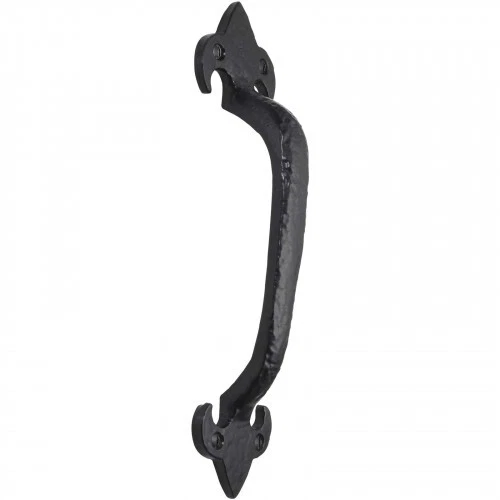 Cast Iron Black Antique Pull Handles Door Gate Shed & Fixings Rose Fleur Hande
