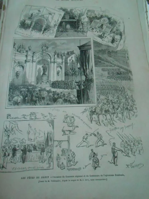 Gravure 1877 - Les fêtes de Nancy concours centenaire de l'agronome Dombasle