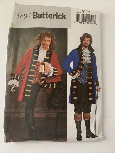 Butterick 3894 Men's Pirate Costume XS, S, M, UNCUT