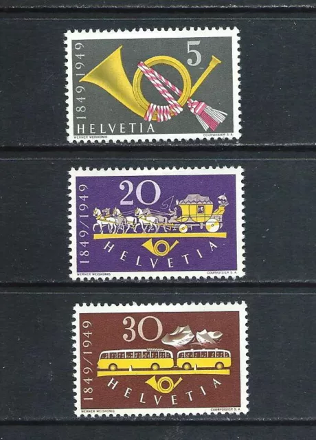 SWITZERLAND _ 1949 'SWISS POST CENTENARY' SET of 3 _ MLH ____(821)