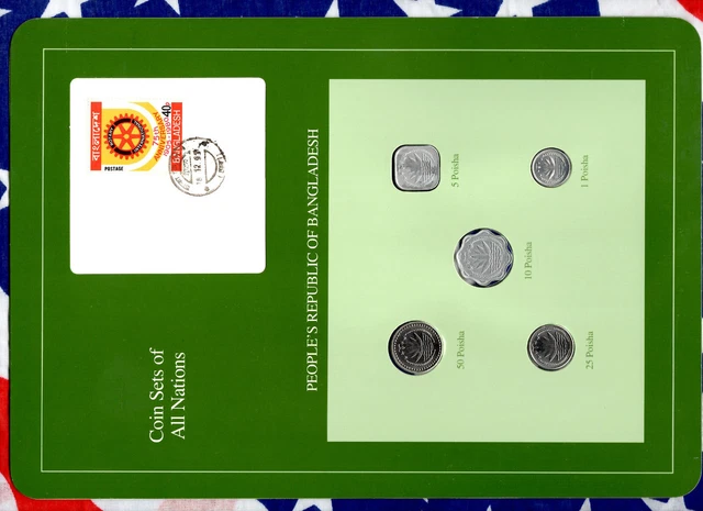 Coin Sets of All Nations Bangladesh w/card 1974-1984 UNC 50 Poisha 1980 18.12.93