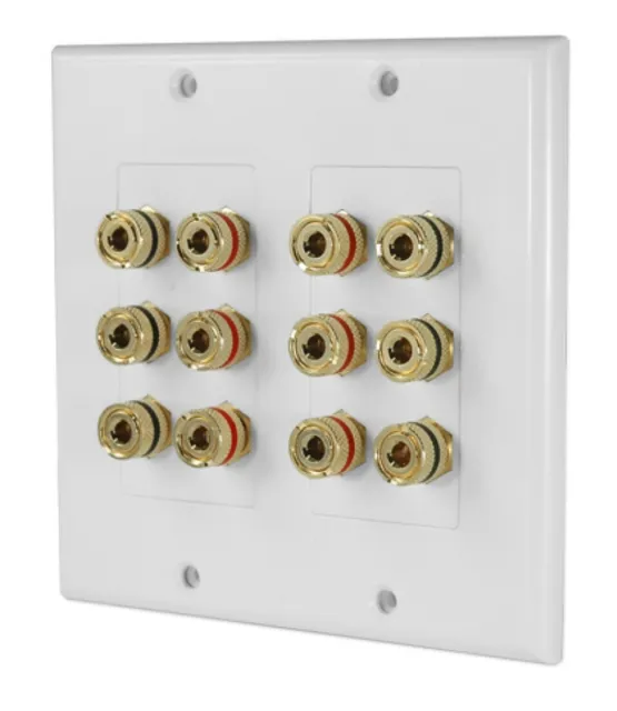 12 Gold Plated Terminal Decora Wall Plate 5.1 Home Theater Connection Kit