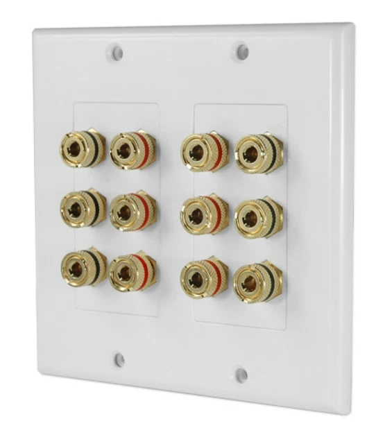 12 Gold Plated Terminal Decora Wall Plate 5.1 Home Theater Connection Kit