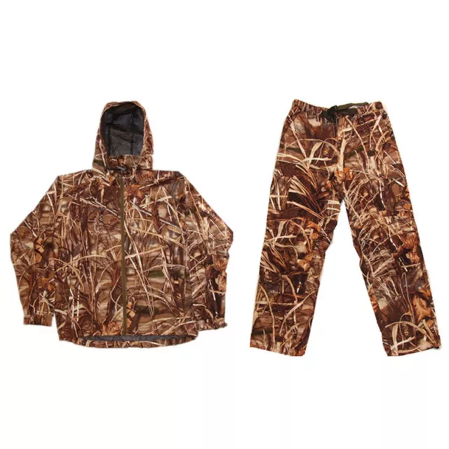 Men's Waterproof Hunting Clothes Jacket & Pants Sets Reed Leaf Camouflage Suit