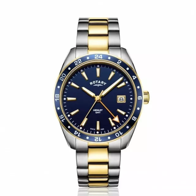 ROTARY HENLEY GMT Red Blue SS Watch GB05108 30 RRP 225.00 Our