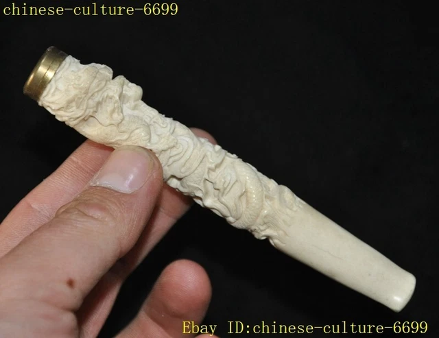 5" China Handcarved animal loong dragon Smoking Case Cleaning Tools Tobacco Pipe