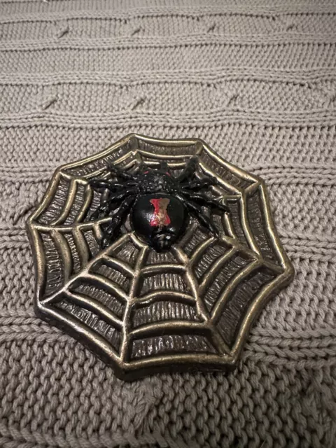 Black Widow Spider In Web Belt Buckle Brass 3x3 Inches
