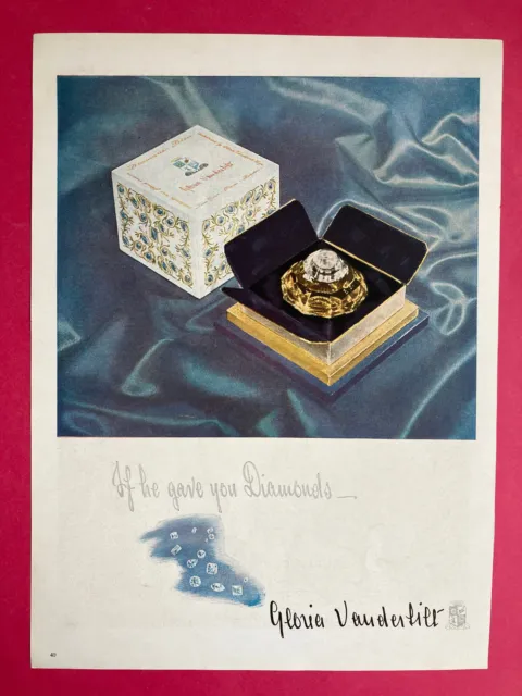 1946 publicité Gloria Vanderbilt parfum décoration advertising rétro collection
