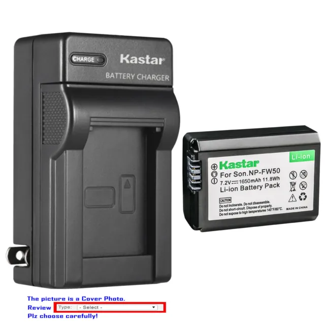 Kastar Battery AC Wall Charger for Sony NP-FW50 BC-VW1 & ILCE-6000 Alpha a6000