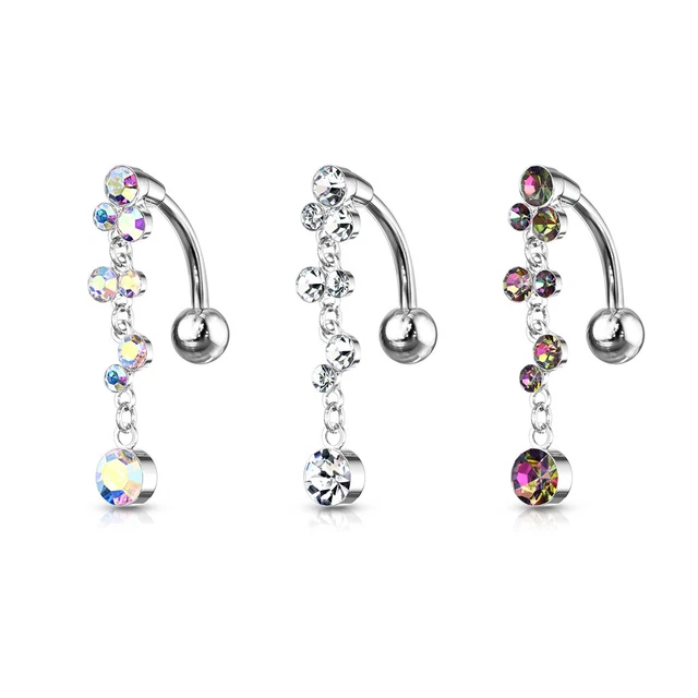 Piercing Ombelico - Piercing Alto Down Vertical Zirconia 10mm Rimorchio #795