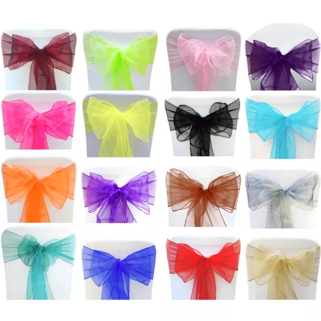 Chair Sashes Cover Organza Wedding Seat Bow Prom Party Decorations Table Sash UK