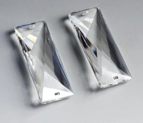10pc Crystal Faceted Rectangle Spacer Lamp Prism Part Chandelier Suncatcher 76mm
