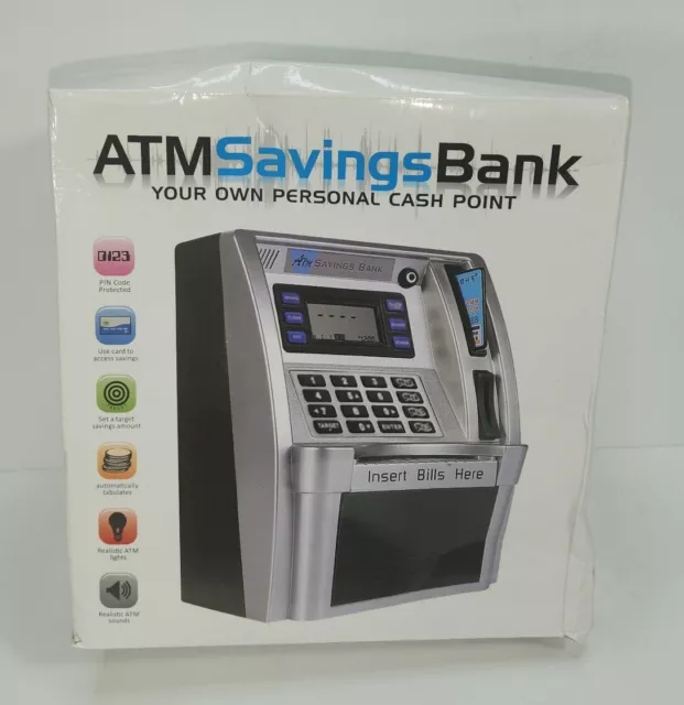 ATM Saving Bank Electronic Mini Piggy Bank Use Real Bills Coins Money 40 Pink