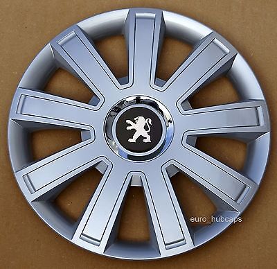 Silver  14" wheel trims, Hub Caps, Covers to Peugeot 107 (Quantity 4)