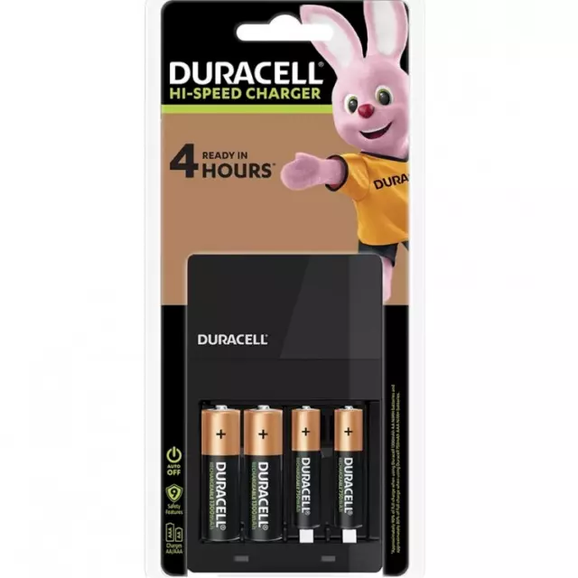 GENUINE Duracell Battery Charger Rechargeable Hi-Speed AA AAA Batteries Included